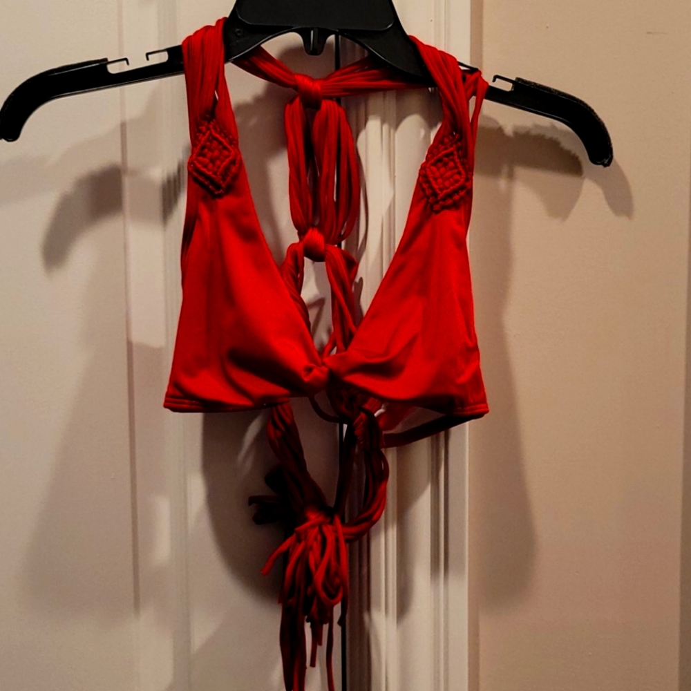 Like New Victorias Secret Macrame Red Bikini Top